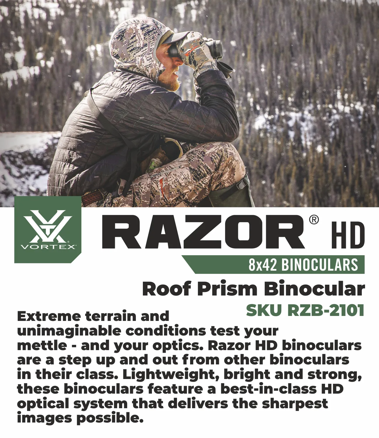 Vortex Optics Razor HD 8x42 Roof Prism Binocular RZB-2101 with Free Hat and Wearable4U Bundle