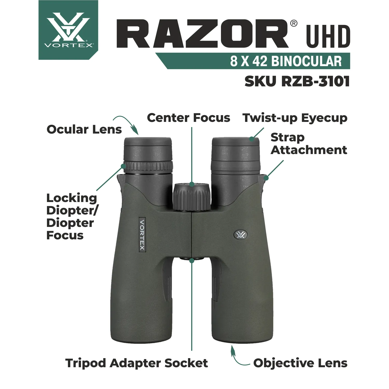 Vortex Optics Razor UHD Binocular 8x42 (RZB-3101)