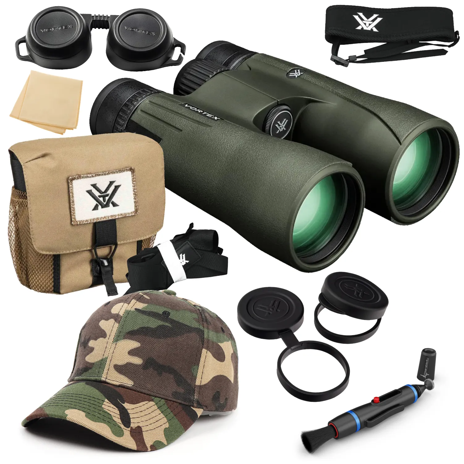 Vortex Optics Viper HD 12x50 Roof Prism Binocular V203 with Free Hat and Wearable4U Bundle