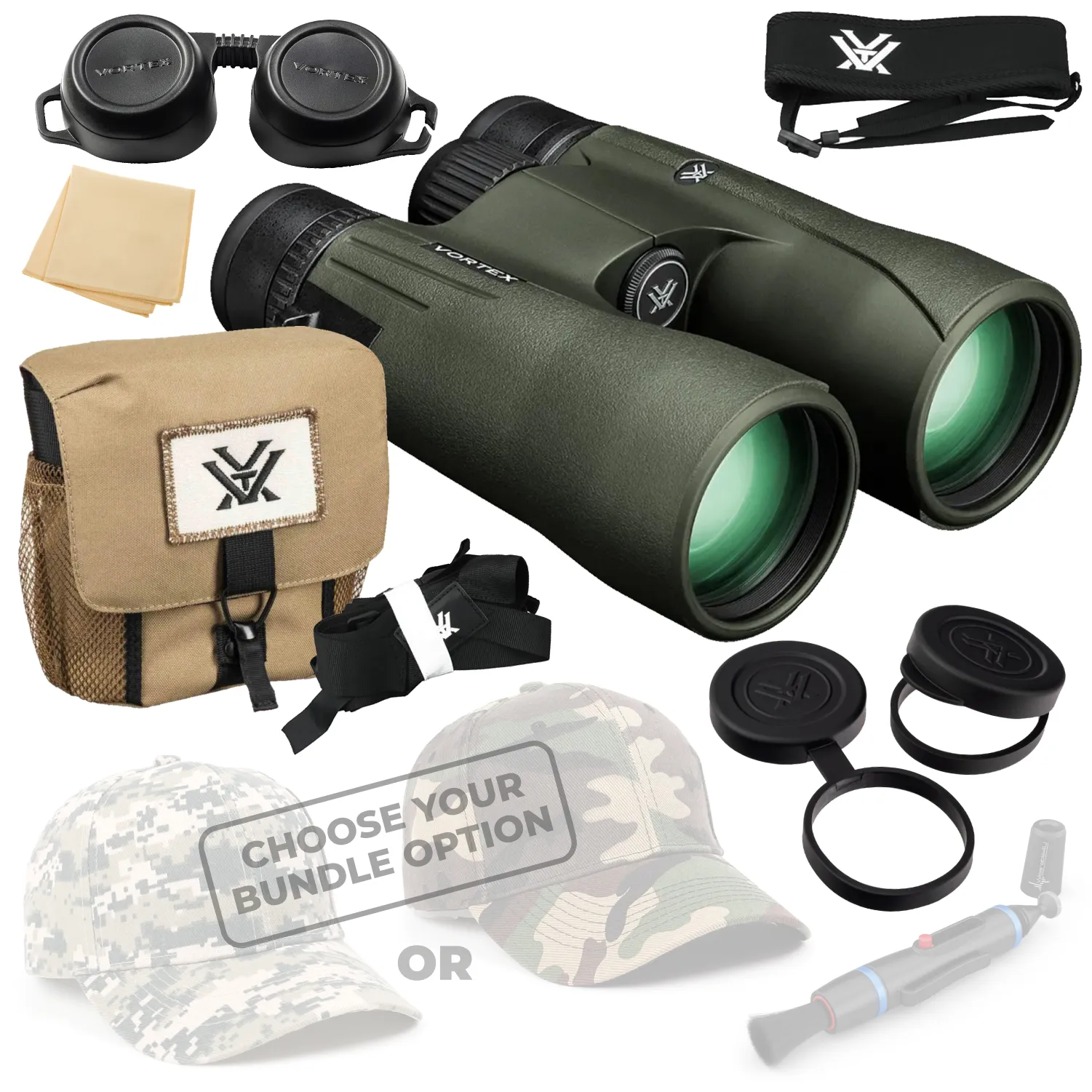 Vortex Optics Viper HD 12x50 Roof Prism Binocular V203 with Free Hat and Wearable4U Bundle