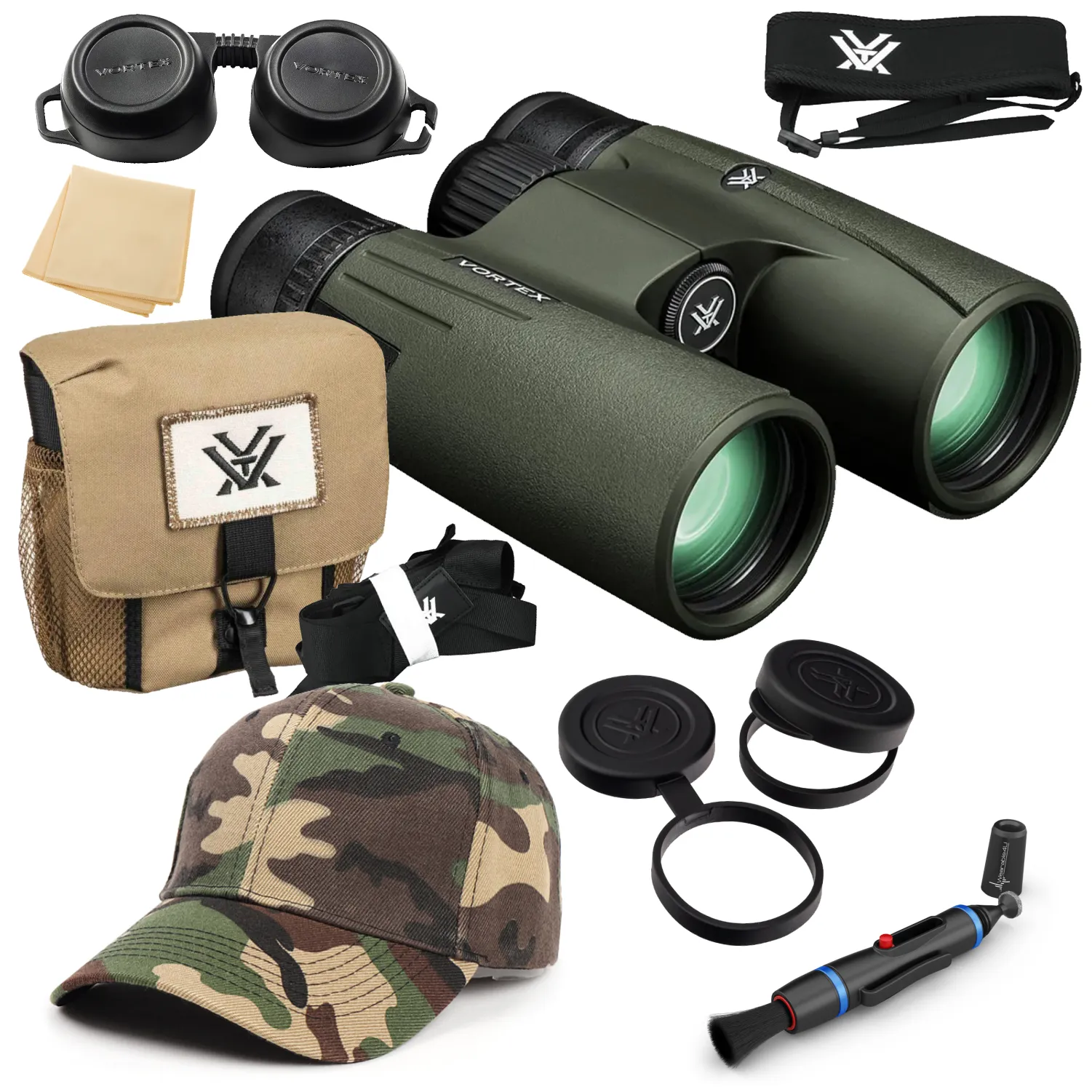 Vortex Optics Viper HD 8x42 Roof Prism Binocular V200 with Free Hat and Wearable4U Bundle