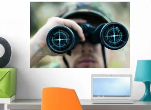 Wallmonkeys FOT-75817443-24 WM85781 Close up of Soldier or Hunter with Binocular Peel and Stick Wall Decals, 24" W x 16" H-Medium