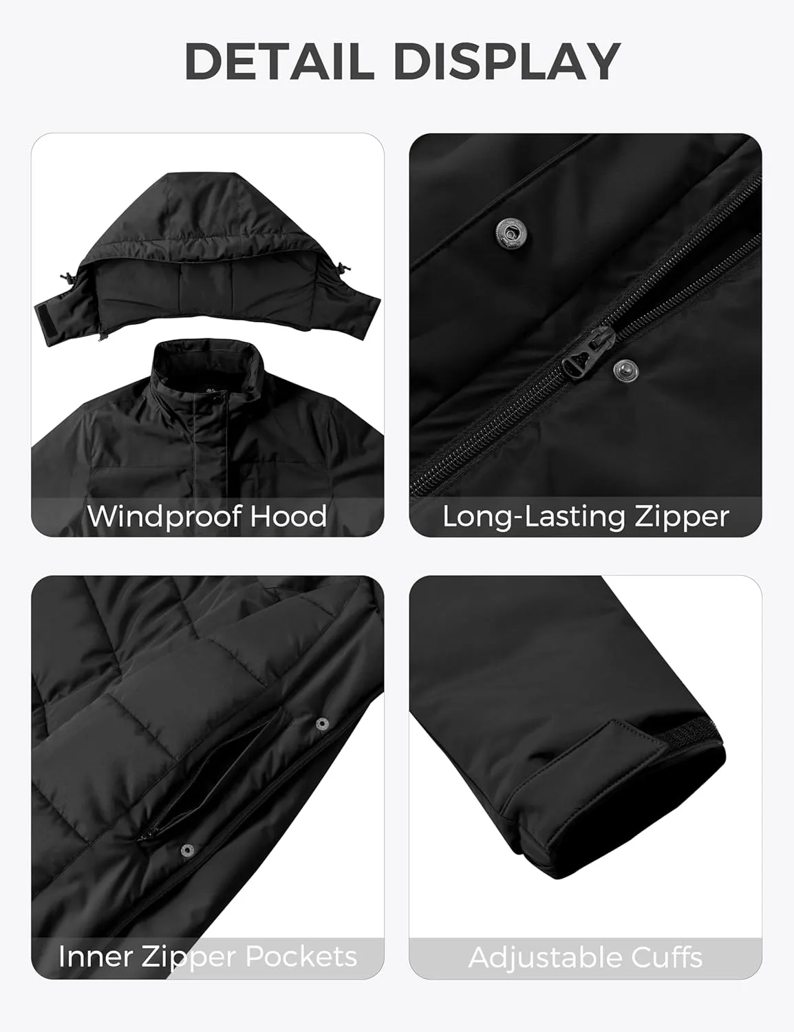 Wantdo Women's Mountain Waterproof Ski Jacket Hooded Winter Snow Coat Insulated Parka Fleece Rain Jacket
