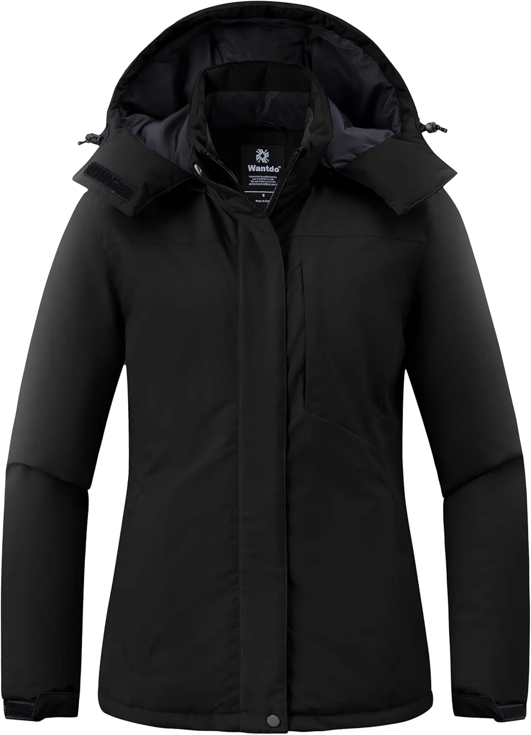 Wantdo Women's Mountain Waterproof Ski Jacket Hooded Winter Snow Coat Insulated Parka Fleece Rain Jacket