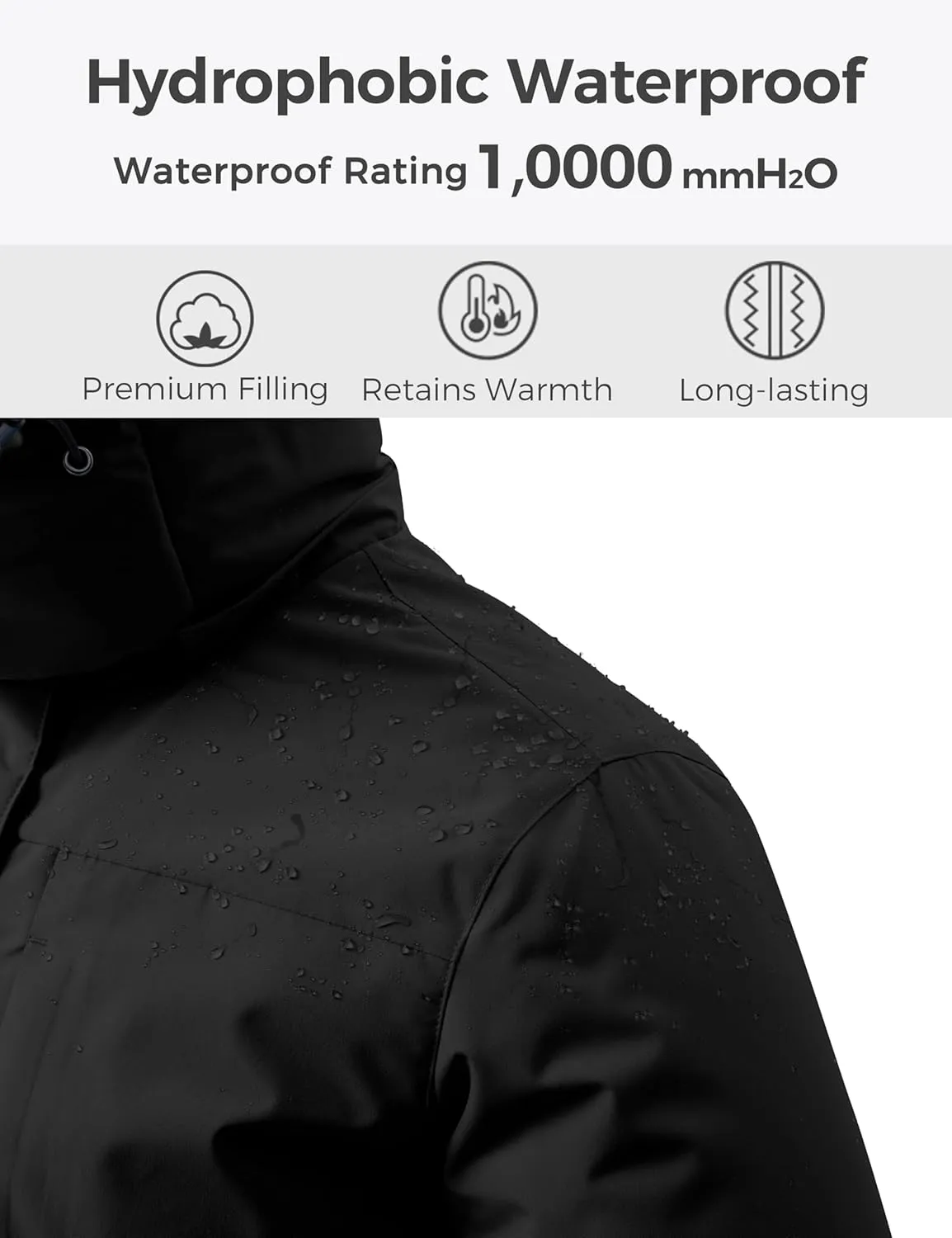 Wantdo Women's Mountain Waterproof Ski Jacket Hooded Winter Snow Coat Insulated Parka Fleece Rain Jacket