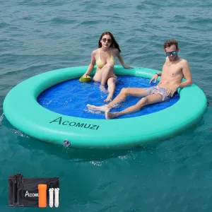 Water Hammock Inflatable Floating Dock, Round Floating Ring Lake Floats for Adults, Heavy Duty Pool Float Raft for Ocean and Lake, 6FT/8FT