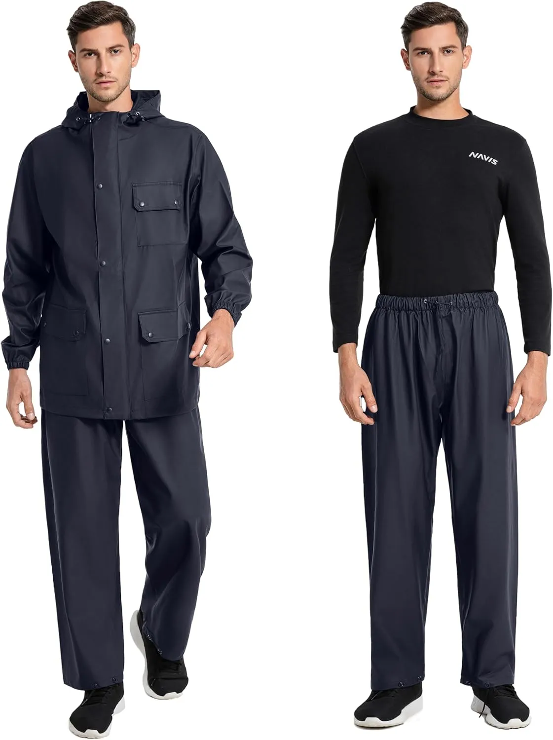 Waterproof Rain Suit- Heavy Duty Workwear Jacket with Elastic Pant Foul Weather Gear Combo Set