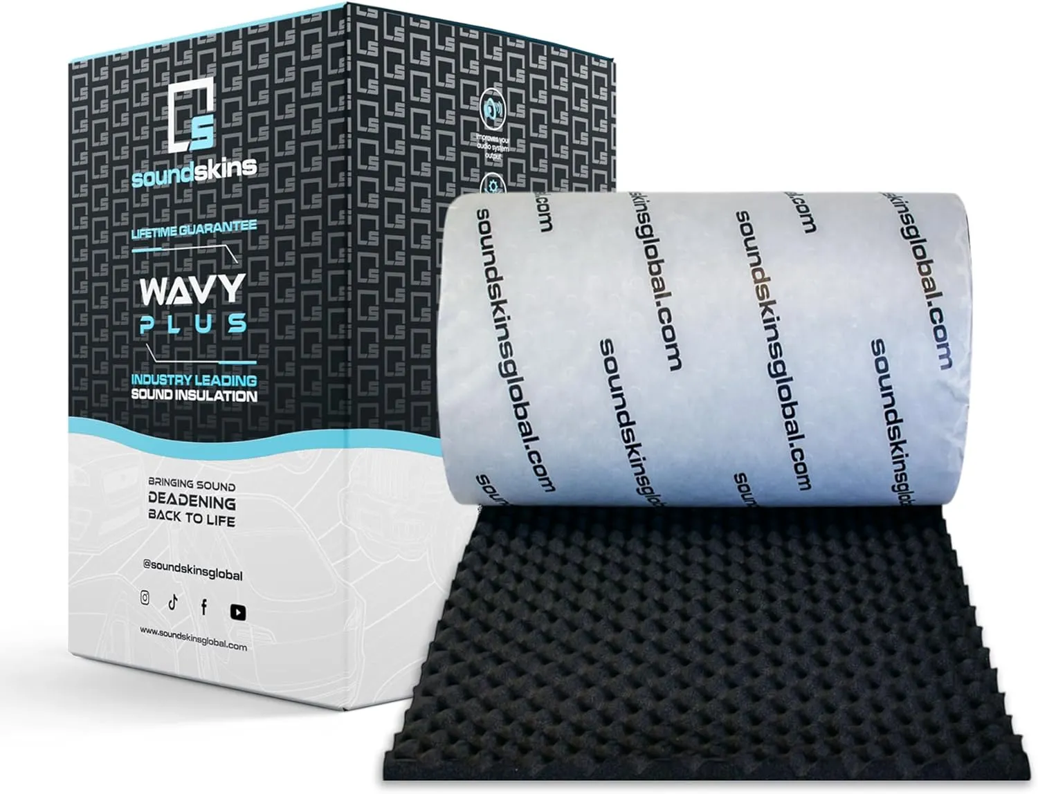 Wavy Plus Sound Deadening Lightweight Closed Cell Foam Mat SSK-WAVYPLUS 196.9"/19.69", 26.92 sq ft