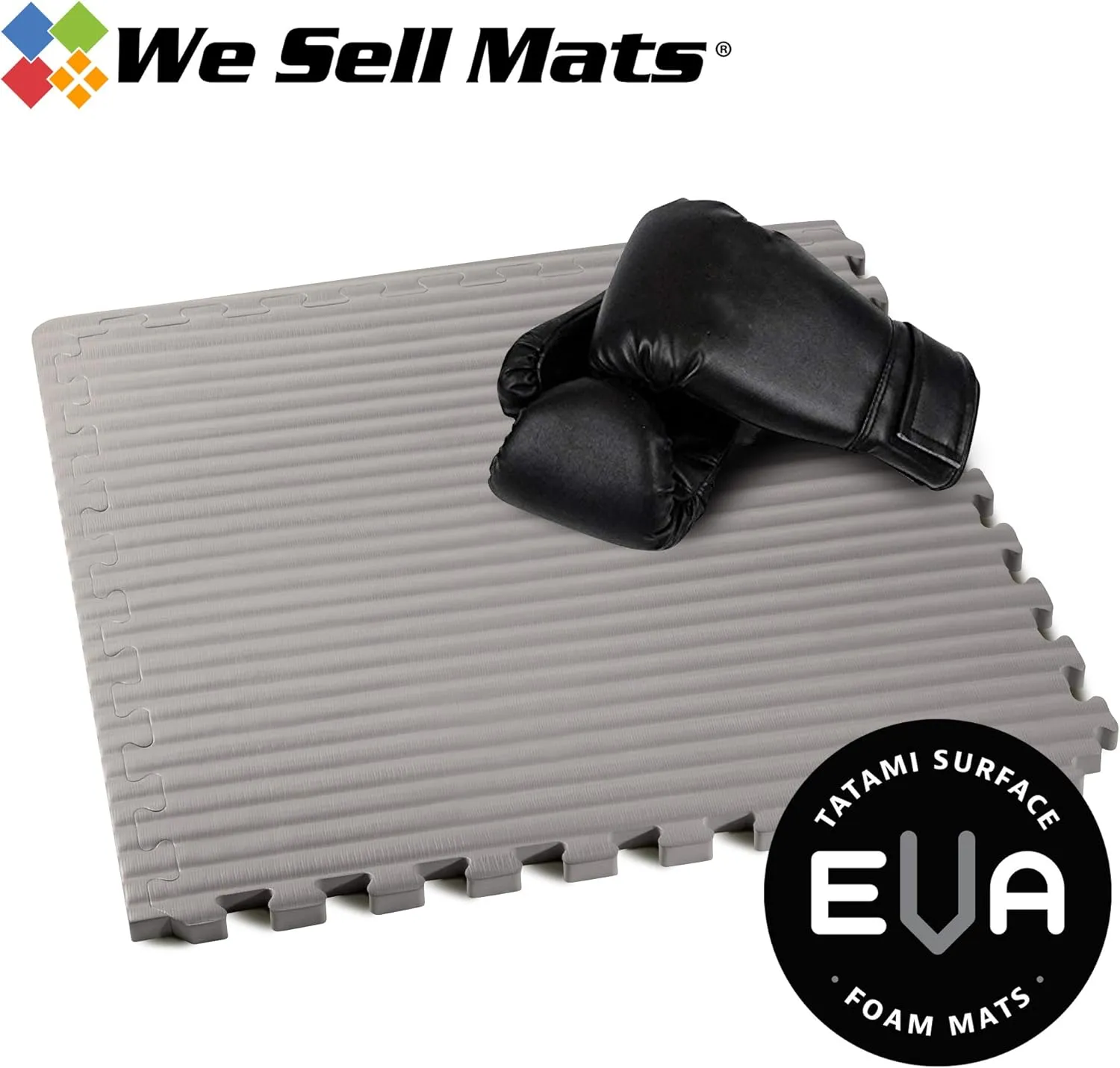 We Sell Mats 3/4 Inch Thick Martial Arts EVA Foam Exercise Mat, Tatami Pattern, Interlocking Floor Tiles for Home Gym, MMA, Anti-Fatigue Mats, 24 in x 24 in