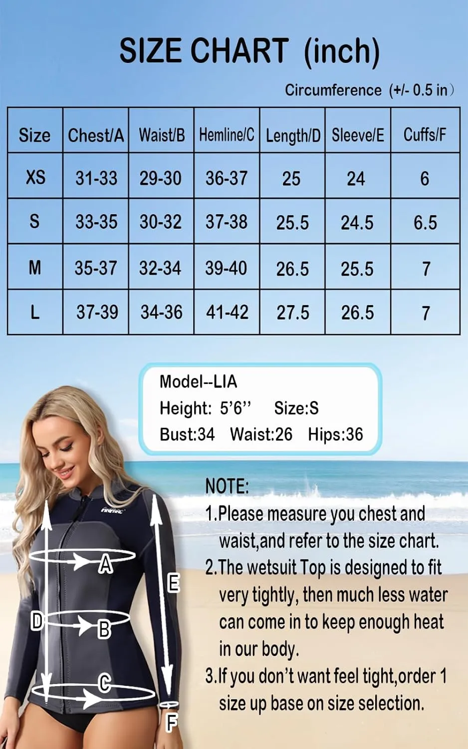 Wetsuit Women Top Jacket Neoprene Wet Suit for Women Cold Water Swimming Jacket Long Sleeve Dive Scuba Wet Suit Shirt Front Zip Wetsuits Shirts Vest for Spearfishing,Snorkeling,Surfing