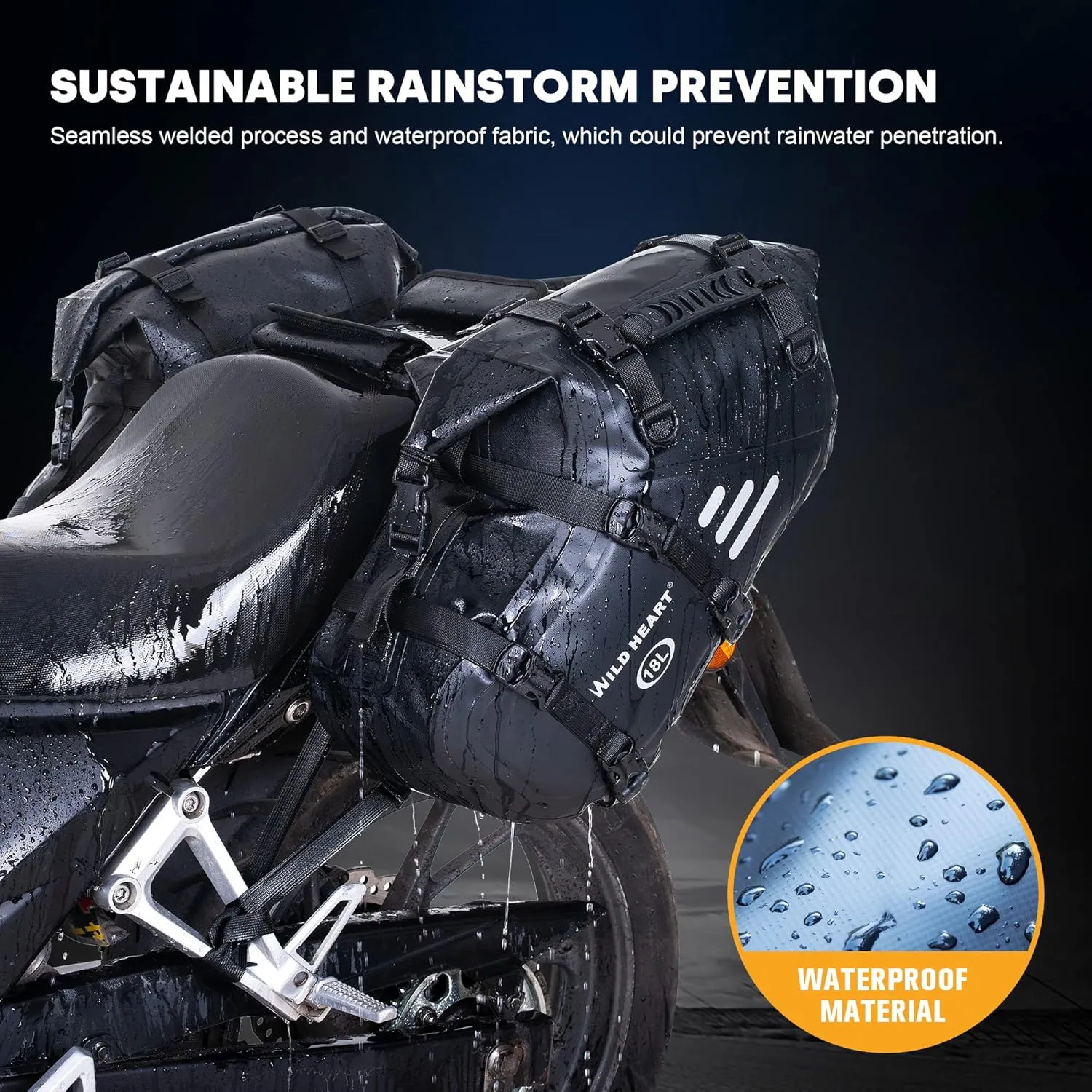 WILD HEART Motorcycle Saddlebags Waterproof Motorcycle Side Saddlebags Pannier Bag 24L/ 36L/50L Trunk Motorcycle Accessory