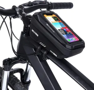 WILD MAN 1L Quick Release Waterproof Bycicle Front Frame Bike Bag Bike Phone Holder with Touch Screen Top for Mountain Road Bike MTB Cycling