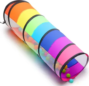 wilwolfer Kids Play Tunnel for Toddlers, Colorful Rainbow Pop Up Baby Crawl Tunnel for Kids, Indoor & Outdoor Toy Tunnel, Cat, Dog, Pets, Crawling Tunnel Gifts for Boys and Girls 3 