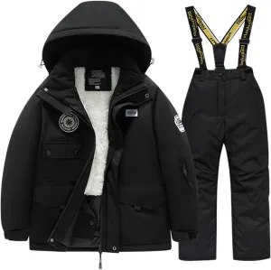 Winter Kids Boys Ski Suit Pants Jackets Sets Girls Snowbibs Snowboarding Clothes