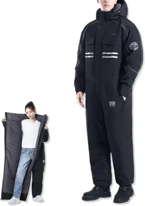 Winter Outdoor Riding Insulated Full-Body Suit, Overoles para El Frío para Hombre, Waterproof & Windproof Snow Suit