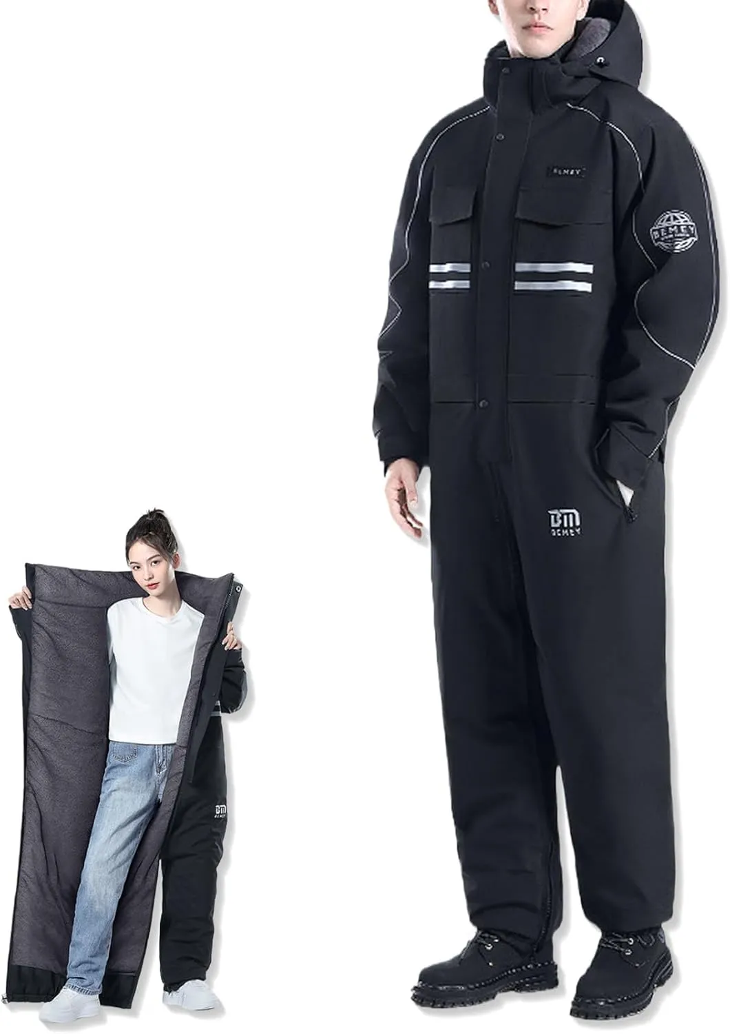 Winter Outdoor Riding Insulated Full-Body Suit, Overoles para El Frío para Hombre, Waterproof & Windproof Snow Suit