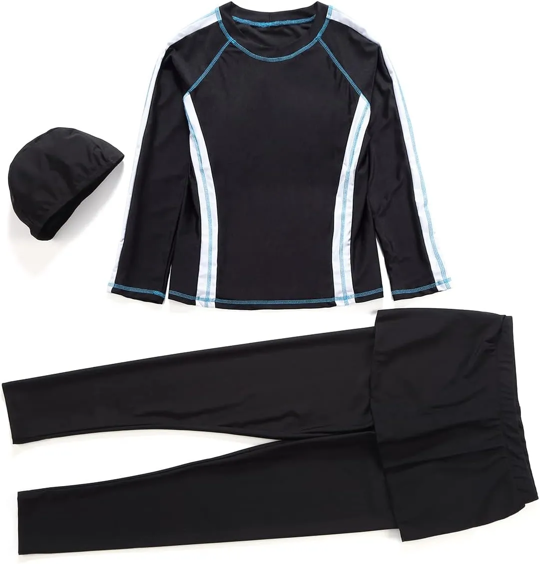 Women Burkini Swimsuits Modest Muslim Swimwear Islamic Long Sleeve Full Cover Hijab Top Skirted Swim Capris ​Pants Set