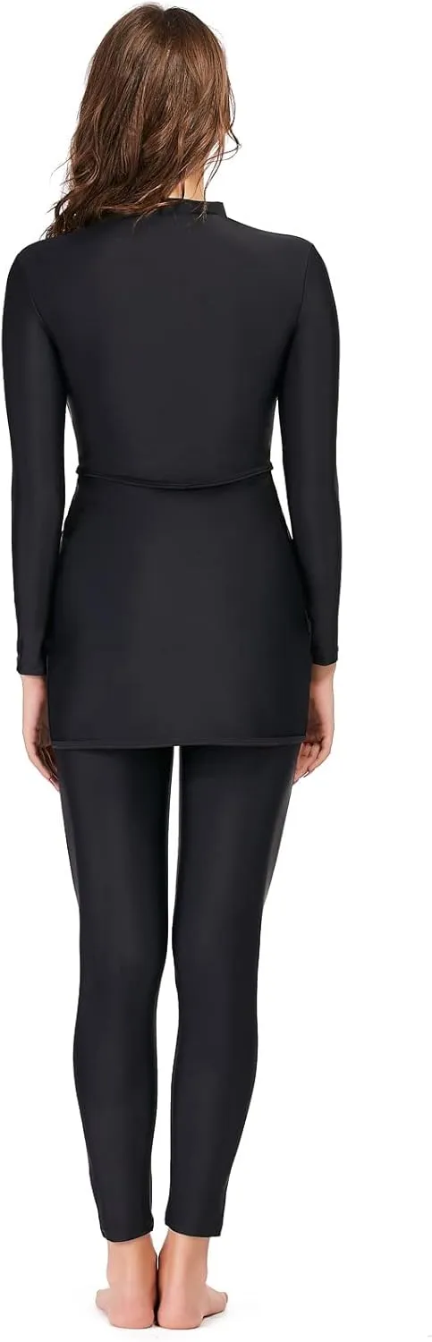 Women Burkini Swimsuits Modest Muslim Swimwear Islamic Long Sleeve Full Cover Hijab Top Swim Pants ​Bathing Suit