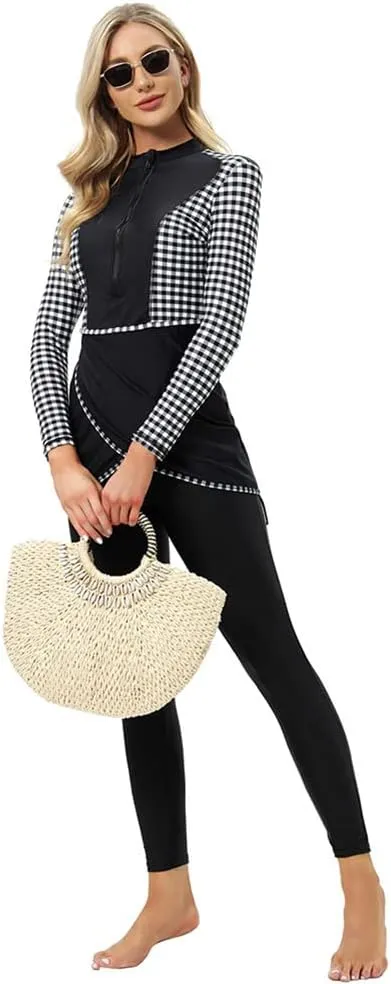 Women Burkini Swimsuits Modest Muslim Swimwear Islamic Long Sleeve Full Cover Hijab Top Swim Pants ​Bathing Suit