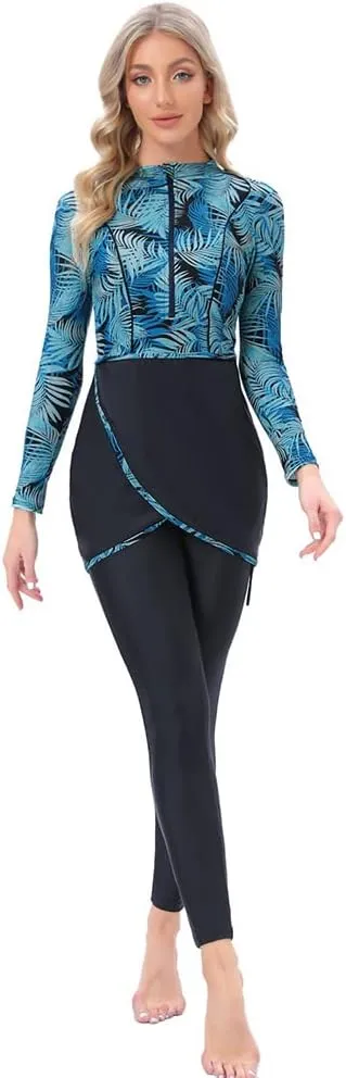 Women Burkini Swimsuits Modest Muslim Swimwear Islamic Long Sleeve Full Cover Hijab Top Swim Pants ​Bathing Suit