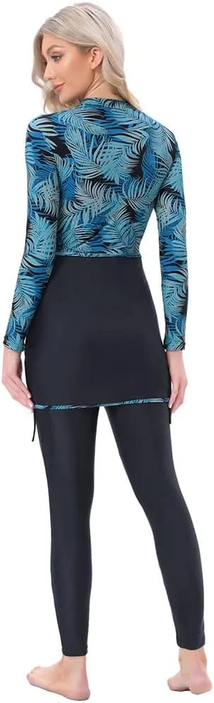 Women Burkini Swimsuits Modest Muslim Swimwear Islamic Long Sleeve Full Cover Hijab Top Swim Pants ​Bathing Suit