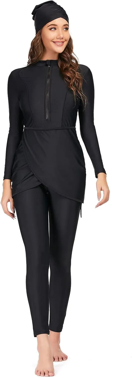 Women Burkini Swimsuits Modest Muslim Swimwear Islamic Long Sleeve Full Cover Hijab Top Swim Pants ​Bathing Suit