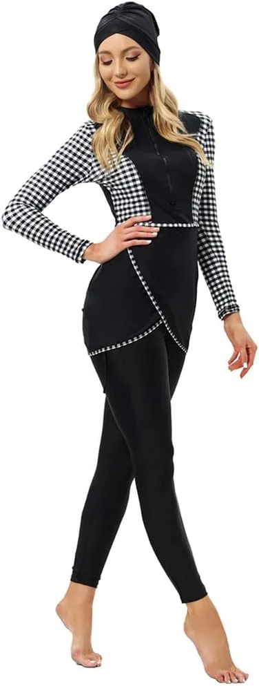 Women Burkini Swimsuits Modest Muslim Swimwear Islamic Long Sleeve Full Cover Hijab Top Swim Pants ​Bathing Suit