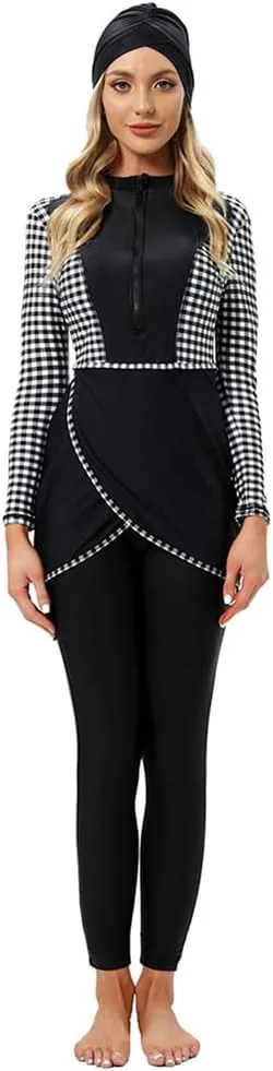 Women Burkini Swimsuits Modest Muslim Swimwear Islamic Long Sleeve Full Cover Hijab Top Swim Pants ​Bathing Suit