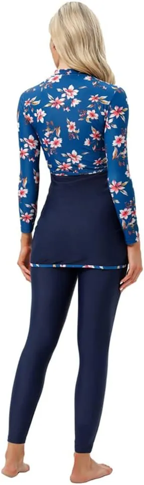 Women Burkini Swimsuits Modest Muslim Swimwear Islamic Long Sleeve Full Cover Hijab Top Swim Pants ​Bathing Suit
