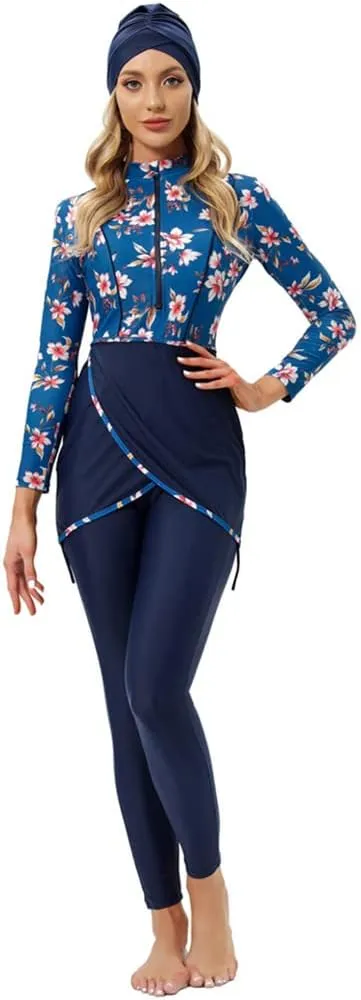 Women Burkini Swimsuits Modest Muslim Swimwear Islamic Long Sleeve Full Cover Hijab Top Swim Pants ​Bathing Suit