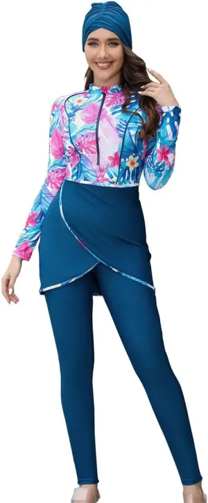 Women Burkini Swimsuits Modest Muslim Swimwear Islamic Long Sleeve Full Cover Hijab Top Swim Pants ​Bathing Suit