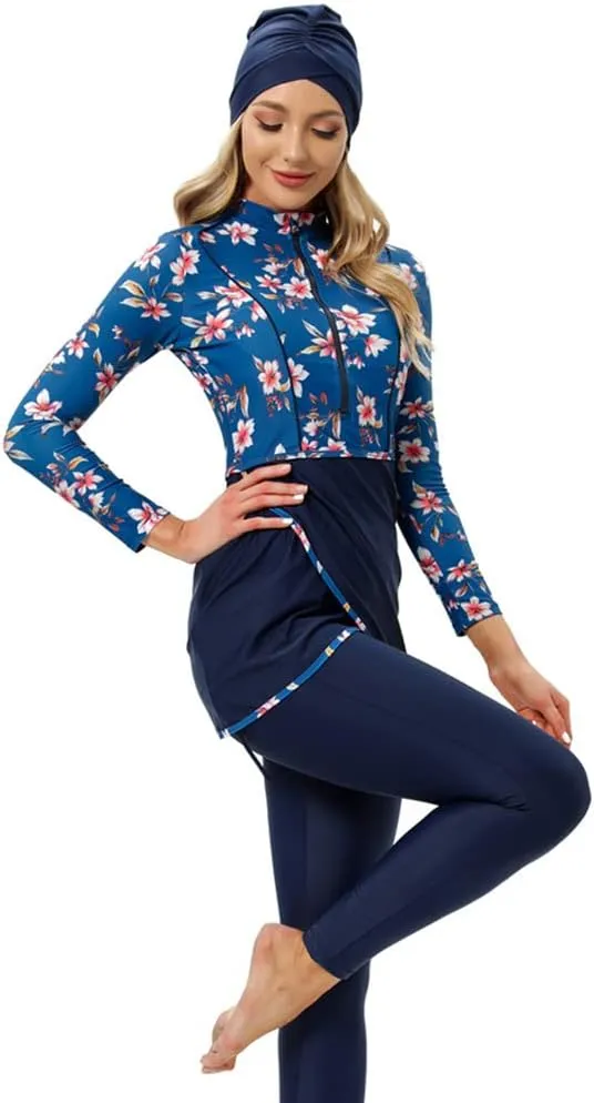 Women Burkini Swimsuits Modest Muslim Swimwear Islamic Long Sleeve Full Cover Hijab Top Swim Pants ​Bathing Suit