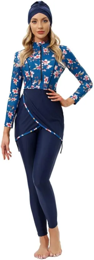 Women Burkini Swimsuits Modest Muslim Swimwear Islamic Long Sleeve Full Cover Hijab Top Swim Pants ​Bathing Suit