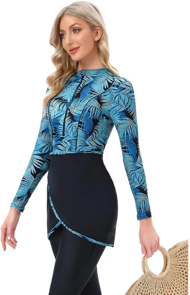Women Burkini Swimsuits Modest Muslim Swimwear Islamic Long Sleeve Full Cover Hijab Top Swim Pants ​Bathing Suit