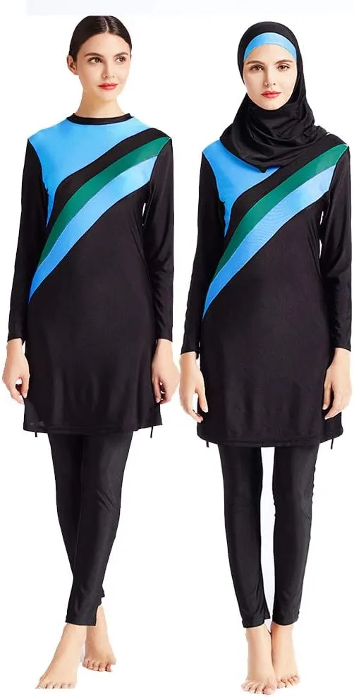 Women Modest Muslim Swimsuit Full Coverage Swimwear Islamic Hijab Ladies Beachwear Swimming Burkini Swim Suit