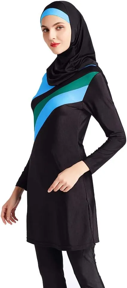 Women Modest Muslim Swimsuit Full Coverage Swimwear Islamic Hijab Ladies Beachwear Swimming Burkini Swim Suit