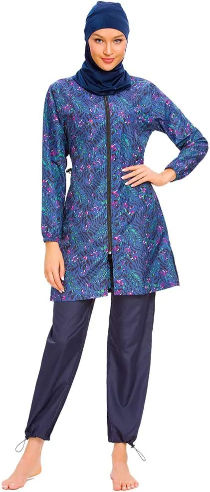 Women Modest Muslim Swimsuit Full Coverage Swimwear Islamic Hijab Ladies Beachwear Swimming Burkini Swim Suit