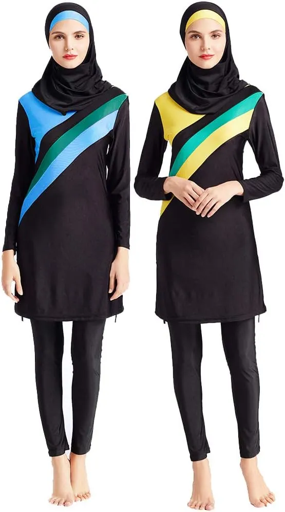 Women Modest Muslim Swimsuit Full Coverage Swimwear Islamic Hijab Ladies Beachwear Swimming Burkini Swim Suit