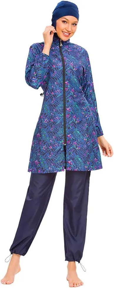 Women Modest Muslim Swimsuit Full Coverage Swimwear Islamic Hijab Ladies Beachwear Swimming Burkini Swim Suit