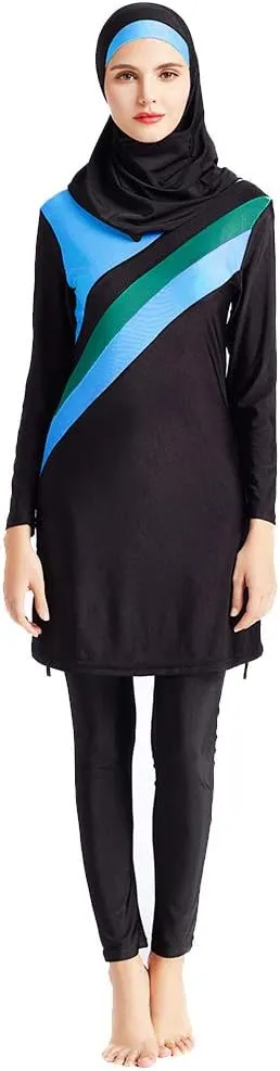 Women Modest Muslim Swimsuit Full Coverage Swimwear Islamic Hijab Ladies Beachwear Swimming Burkini Swim Suit