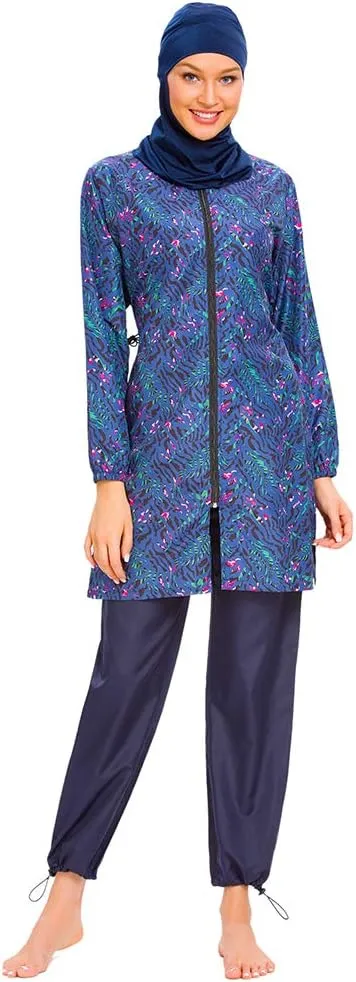 Women Modest Muslim Swimsuit Full Coverage Swimwear Islamic Hijab Ladies Beachwear Swimming Burkini Swim Suit