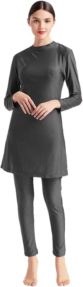 Women Modest Muslim Swimsuit Islamic Full Coverage Swimwear Burkini Swimming Tops Pants Hijab Rash Guard Set S-6XL