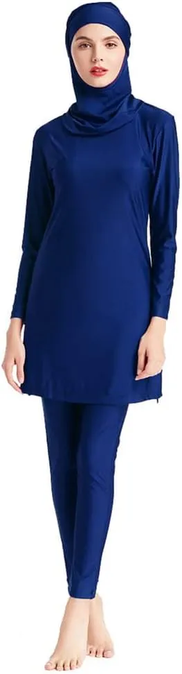 Women Modest Muslim Swimsuit Islamic Full Coverage Swimwear Burkini Swimming Tops Pants Hijab Rash Guard Set S-6XL