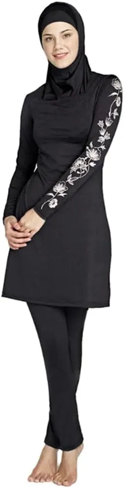 Women Modest Muslim Swimsuit Islamic Full Coverage Swimwear Burkini Swimming Tops Pants Hijab Rash Guard Set S-6XL