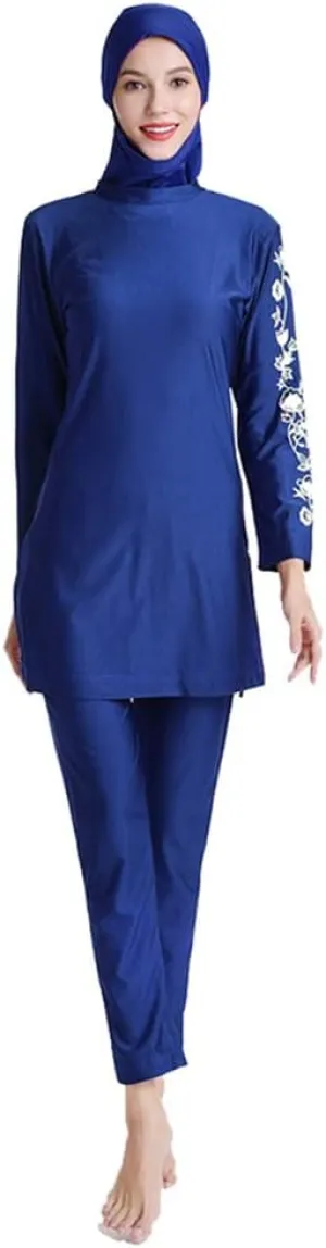 Women Modest Muslim Swimsuit Islamic Full Coverage Swimwear Burkini Swimming Tops Pants Hijab Rash Guard Set S-6XL