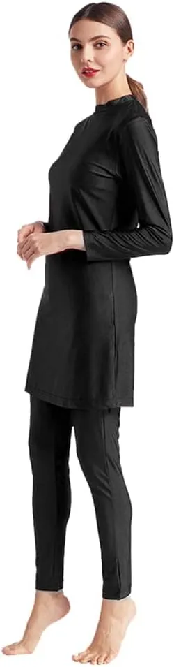 Women Modest Muslim Swimsuit Islamic Full Coverage Swimwear Burkini Swimming Tops Pants Hijab Rash Guard Set S-6XL
