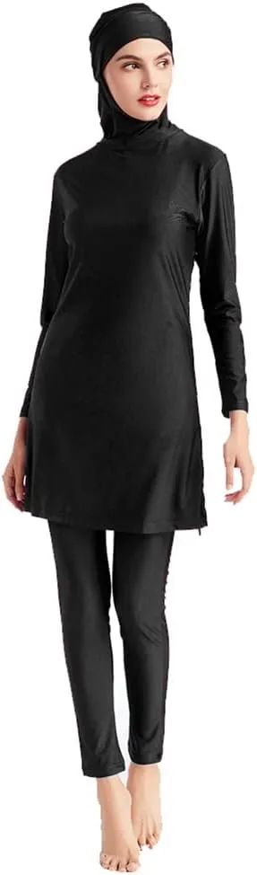Women Modest Muslim Swimsuit Islamic Full Coverage Swimwear Burkini Swimming Tops Pants Hijab Rash Guard Set S-6XL