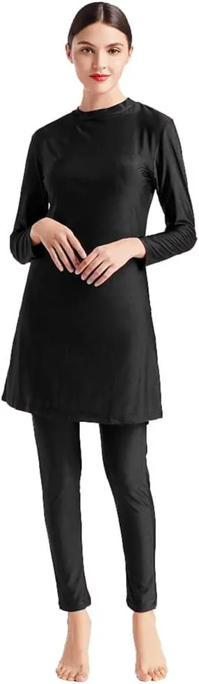 Women Modest Muslim Swimsuit Islamic Full Coverage Swimwear Burkini Swimming Tops Pants Hijab Rash Guard Set S-6XL