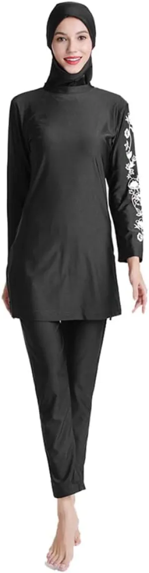 Women Modest Muslim Swimsuit Islamic Full Coverage Swimwear Burkini Swimming Tops Pants Hijab Rash Guard Set S-6XL