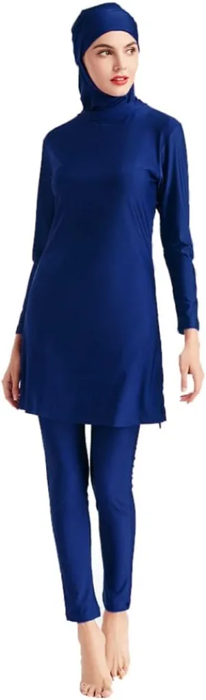 Women Modest Muslim Swimsuit Islamic Full Coverage Swimwear Burkini Swimming Tops Pants Hijab Rash Guard Set S-6XL